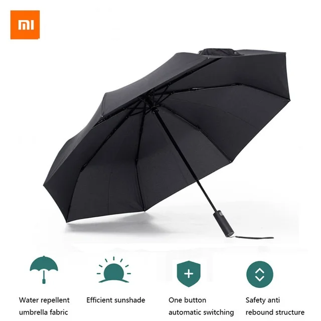 Xiaomi Mijia черный зонт автоматический Солнечный дождливый алюминиевый ветрозащитный водонепроницаемый УФ мужской женский летний зимний зонт - Цвет: Black Umbrella