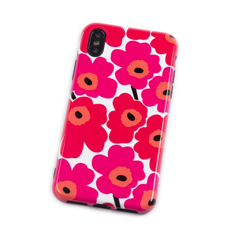 Роскошный Блестящий Мягкий силикон imd чехол для iPhone 11 Pro X XR XS Max 7 8 Plus 6 6S красный цветочный чехол милый цветочный чехол для девочки