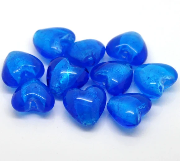 DoreenBeads синие стеклянные бусины в форме сердца 20x20 мм (3/4 &quotx3/4&quot) продаются партии