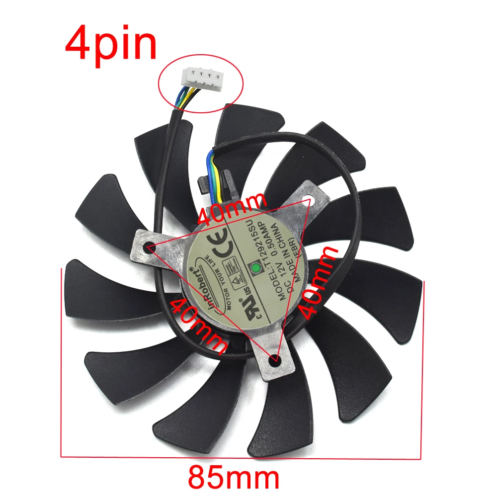 Охлаждающий вентилятор 85 мм T129215SH T129215SU DC12V 0.30AMP 4PIN для Zotac GeForce N1060IXOC 6GD GTX 1060 3 ГБ Mini