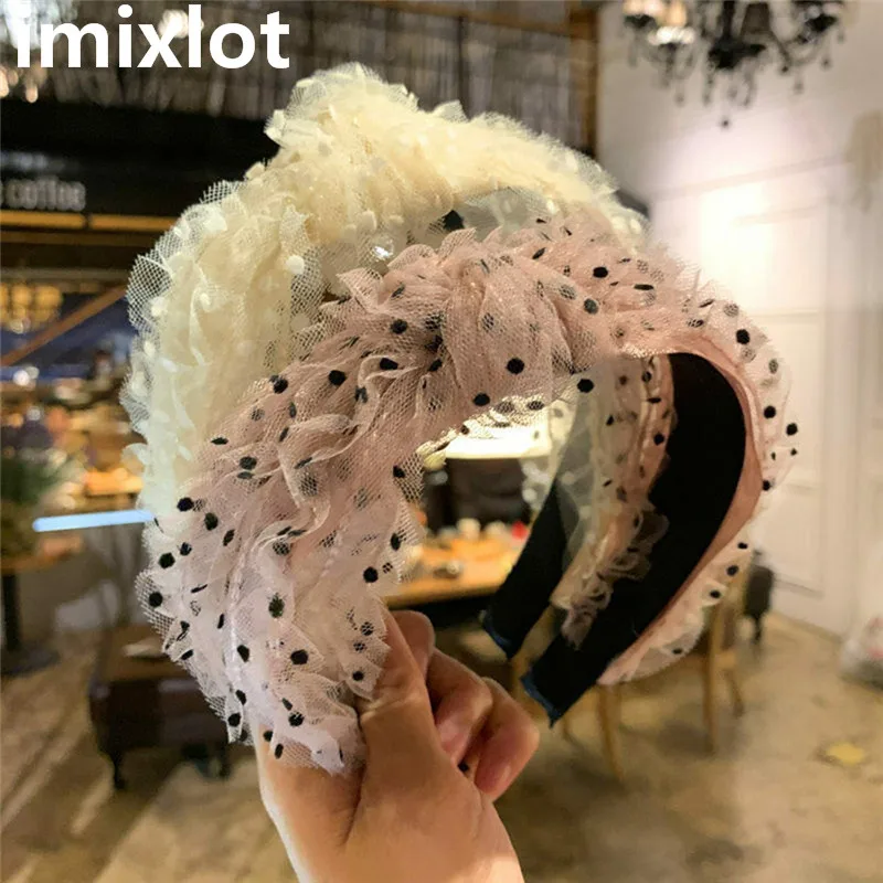

Imixlot в богемном стиле, в винтажном стиле, в горошек, пряжа широкая повязка на голову для женщин Кружевная повязка на голову для девочки узлом ...