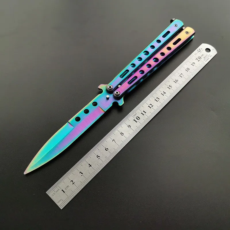 L5 titanium Складной нож-бабочка, тренировочный нож, не острый, косплей, нож карамбит, Бесплатные аксессуары - Цвет: L5 titanium