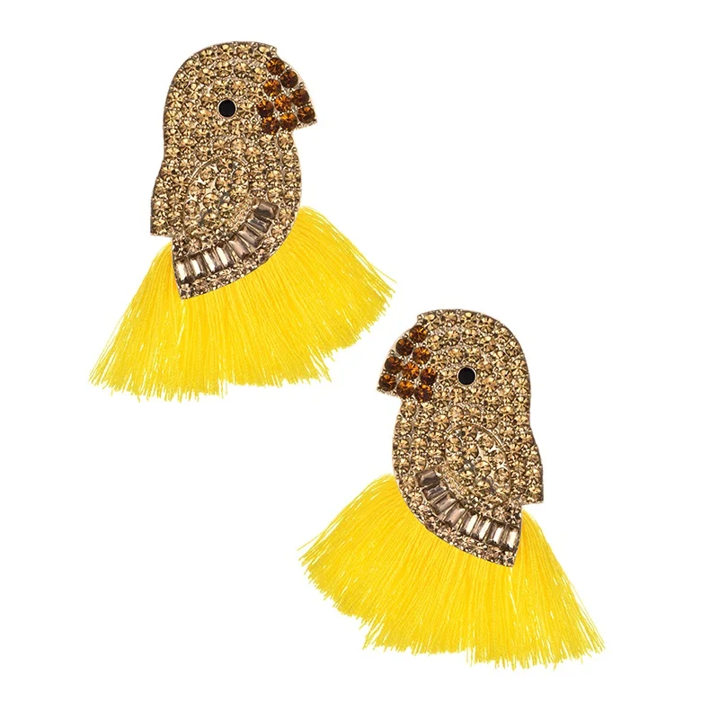 Champagne yellow Серьги-гвоздики ручной работы в богемном стиле с кристаллами для женщин, свадебные вечерние серьги в виде животных, Винтажные Ювелирные Изделия - Metal Color: Champagne yellow