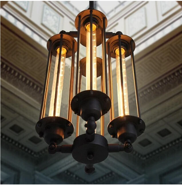 Подвесной светильник RH Lofts винтажный металлический в стиле стимпанк 4 лампочки |