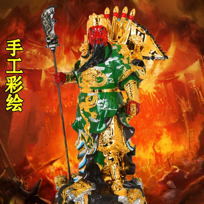 Окрашенная статуя Гуань Гун, орнаменты, Guan Yu, скульптура, статуэтка Будды высотой около 32 см