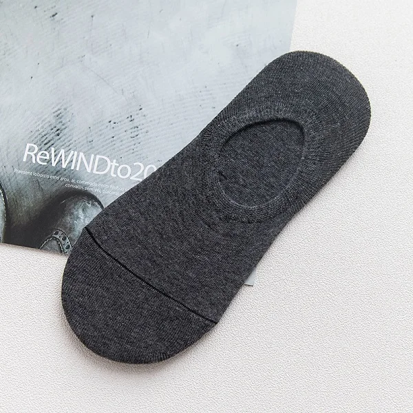 Dark gray Socks 10 шт. = 5 пар/партия, летние мужские хлопковые короткие носки для мужчин, Нескользящие силиконовые однотонные короткие мужские носки с животными, носки-тапочки, Meias - Цвет: Dark gray Socks