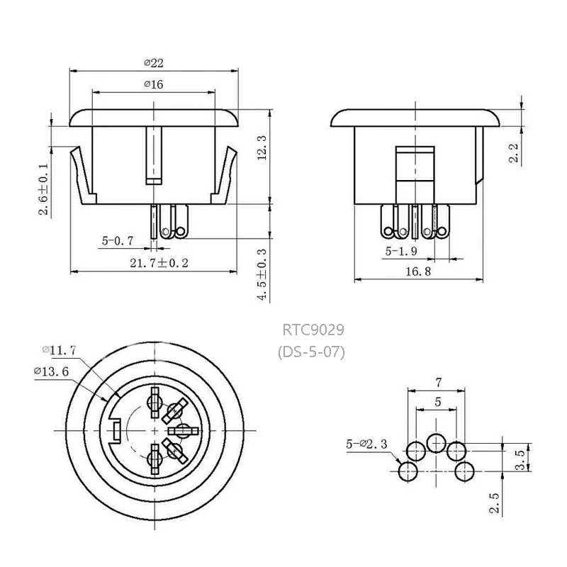 20 шт. 5pin Micro Power Socket S терминалы DIN Женский разъем PCB панель монтажный 100 |