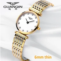 guanqin women watches luxury top brand watch casual fashion ultra thin 6mm design gold silver steel dress quartz girl watches