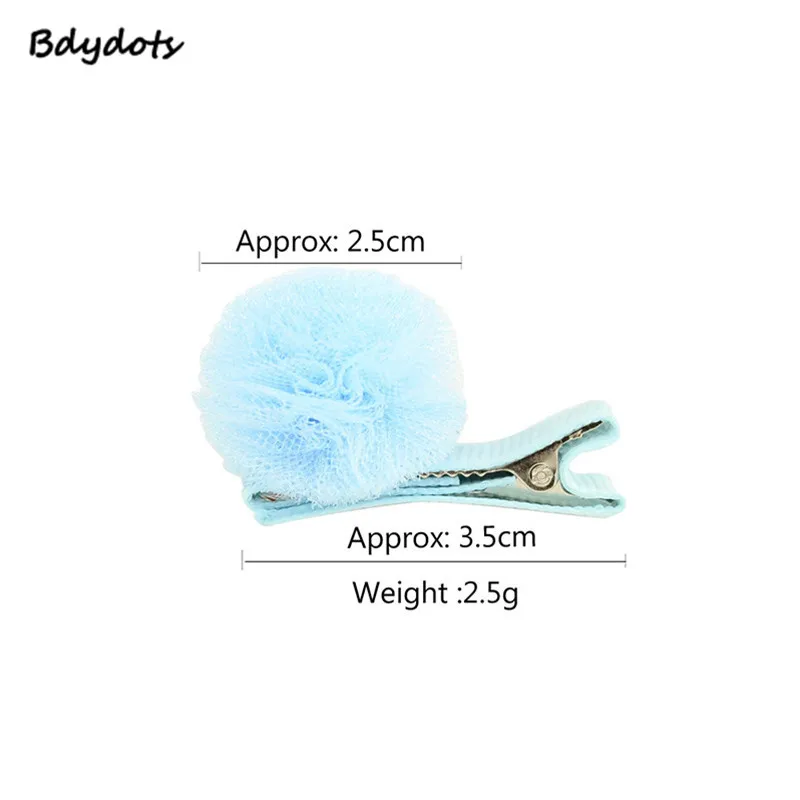 

10Pcs/Lot Soild Colorful Hair Clip 1.4 inch Net Yarn Ball With Clip Hair Accessories Headwear For Kids Girls