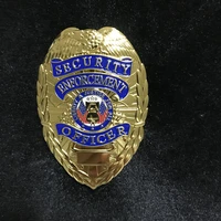 10 pcs the security enforcement officer badge 78 mm x 55 gold plated colored shoulder emblem souvenir coin badge