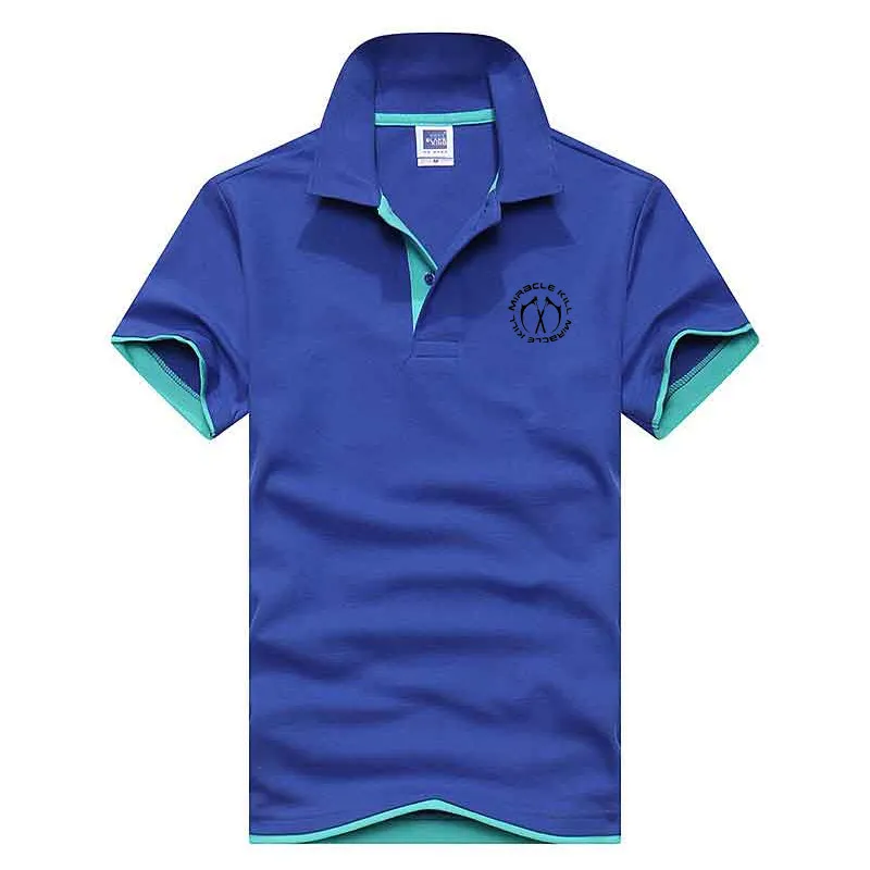 Мужская классическая Однотонная рубашка поло с принтом хлопковая короткими
