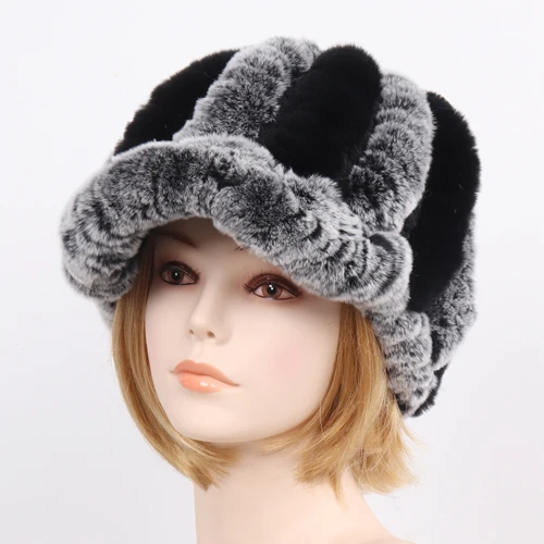 grey and black 1 Новое поступление Зимний Настоящий мех кролика шарфы головные уборы наборы для женщин вязанный натуральная шерсть шапка шарф Набор для женщин хорошая эластичная меховая шапка муфельная - Цвет: grey and black 1