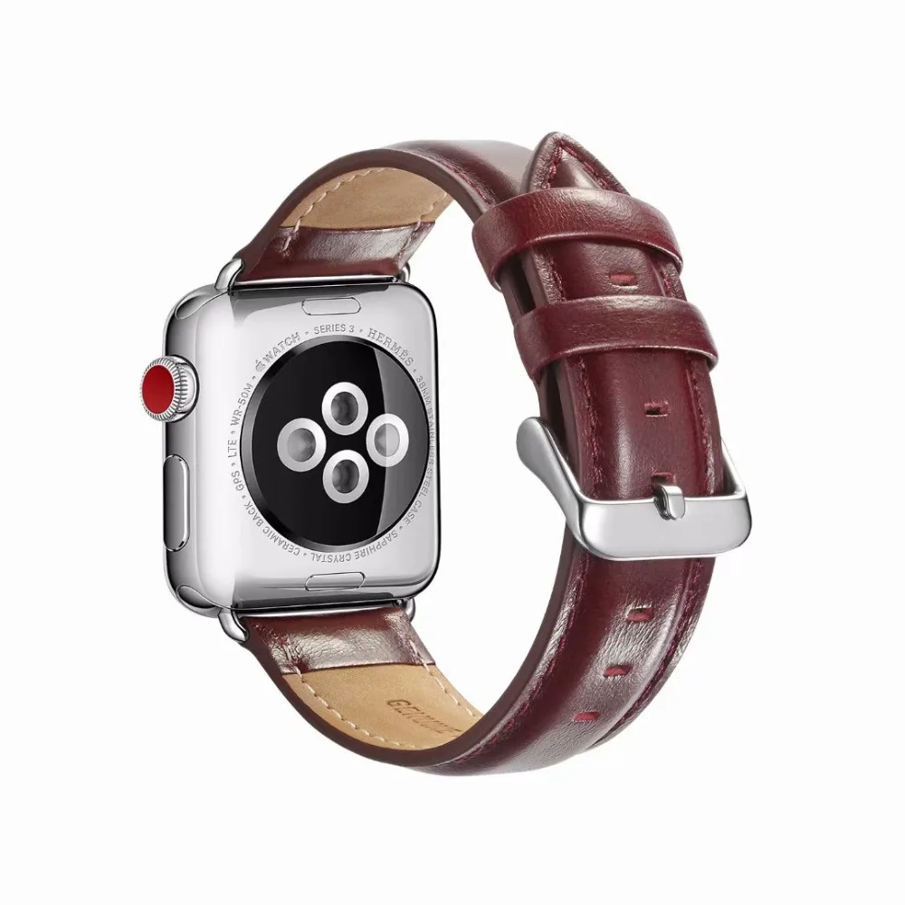 Высококачественный ремешок из натуральной кожи петлевой для iwatch для Apple Watch Band series 4 3 2 1 ремень 42 мм 38 мм 40 мм 44 мм серия 5