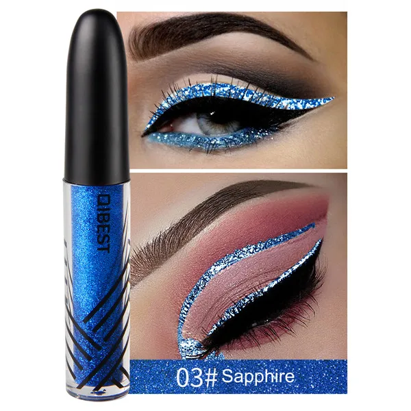 03 Sapphire Qibest, сексуальная жидкая блестящая подводка для глаз, Maquiagem, металлик, серебристый, синий, золотой, водонепроницаемая блестящая подводка для глаз, тени для век, макияж для глаз - Цвет: 03 Sapphire