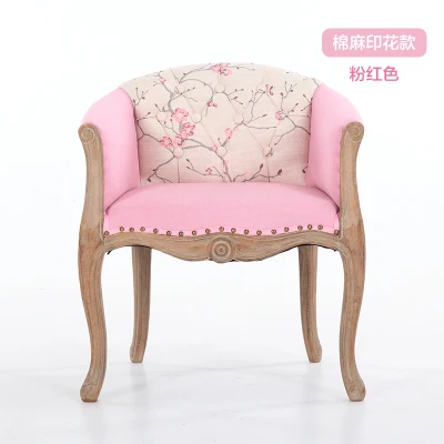 pink fabric Европейский стиль стул для учебы американский кантри Ретро стиль твердой древесины простой обеденной стул кресло для отдыха - Цвет: pink fabric