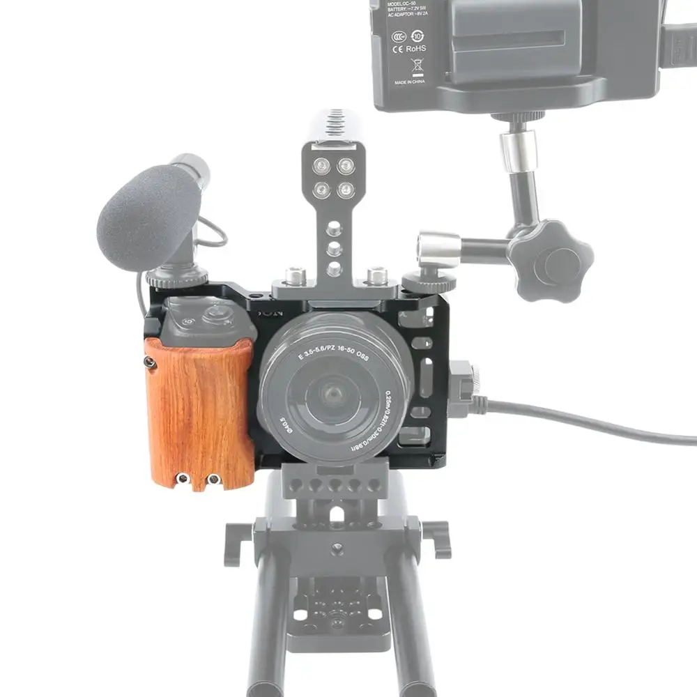 Niceyrig 6400 6500 клетка для камеры комплект для sony A6500 камера с деревянной ручкой крепление A6400 A6500 клетка стабилизатор