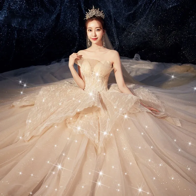 Бальное платье Vivian's Bridal блестящее с блестками и кружевной аппликацией 2019 |