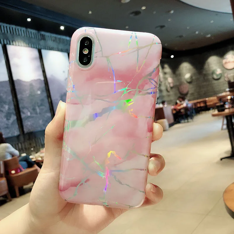 Luxury Laser Plating Marble Pattern Solf TPU Silicone Full Protect Case Back Cover Phone For iPhone 6 6S 7 8 Plus X 10 Cases |