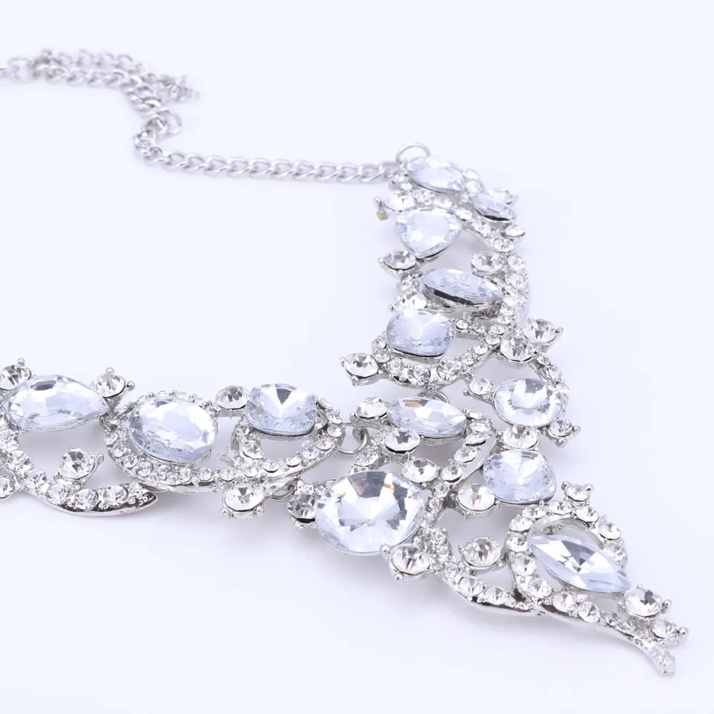 Модные прозрачные стразы ожерелье с кристаллами серьги набор для свадьбы