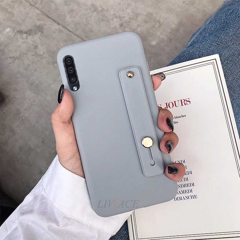 Hand Band gray Наручный ремень силиконовый чехол для samsung galaxy a50 a30 a60 a70 a40 a20 a40s m30 m20 m10 a7 браслет на запястье держатель телефона мягкая обложка - Цвет: Hand Band gray