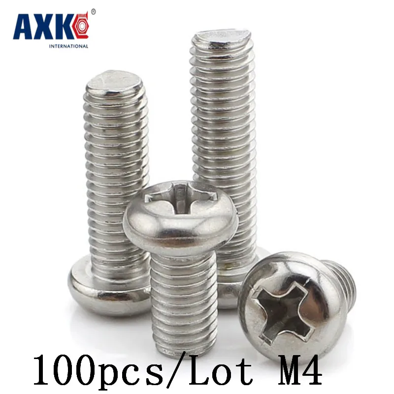 Axk 100 шт./лот Gb818 M4x12 мм M4 * 12 304 винт с крестообразной головкой из нержавеющей стали |