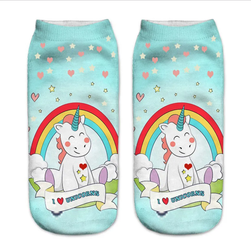 Unicorn16 Детские милые носки с единорогами в стиле Харадзюку для подростков, забавные носки с объемным принтом с одной стороны для маленьких мальчиков и девочек, Sokken, зима-осень-весна - Цвет: Unicorn16