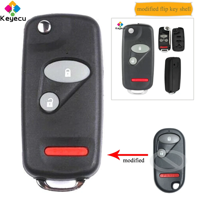 Запасной чехол KEYECU для авто модифицированный складной откидной с 2 + 1/3 кнопками
