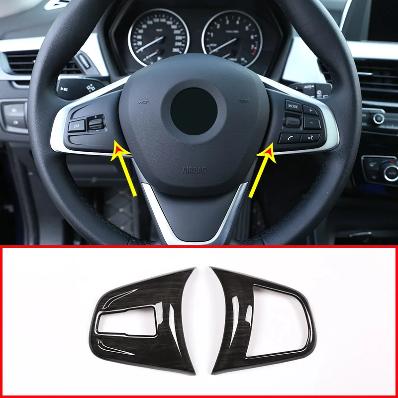

2 шт. Черный древесины для BMW X1 F48 2016-2019 ABS Пластик Рулевое колесо Кнопка рамы для BMW X2 f47 2018 2019