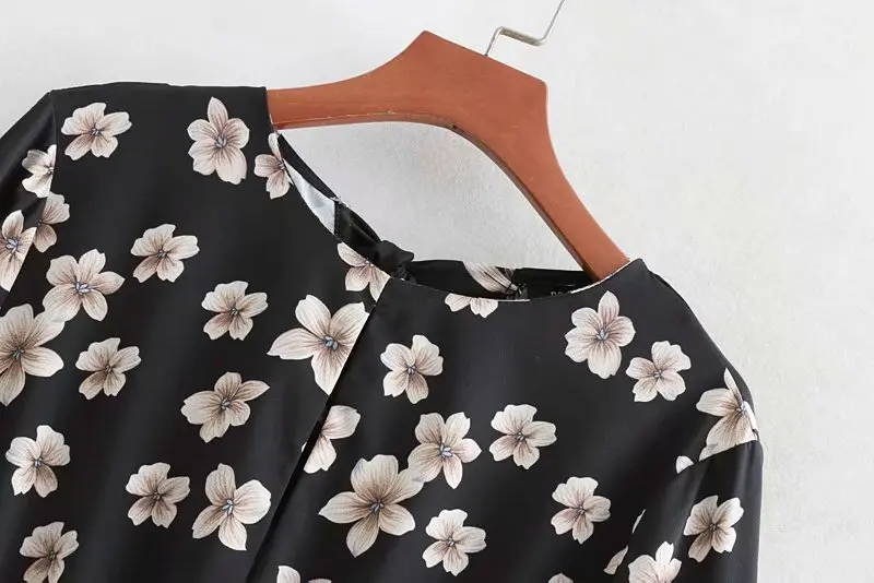 Женское платье с оборками za свободное цветочным принтом в стиле ретро 2018 |