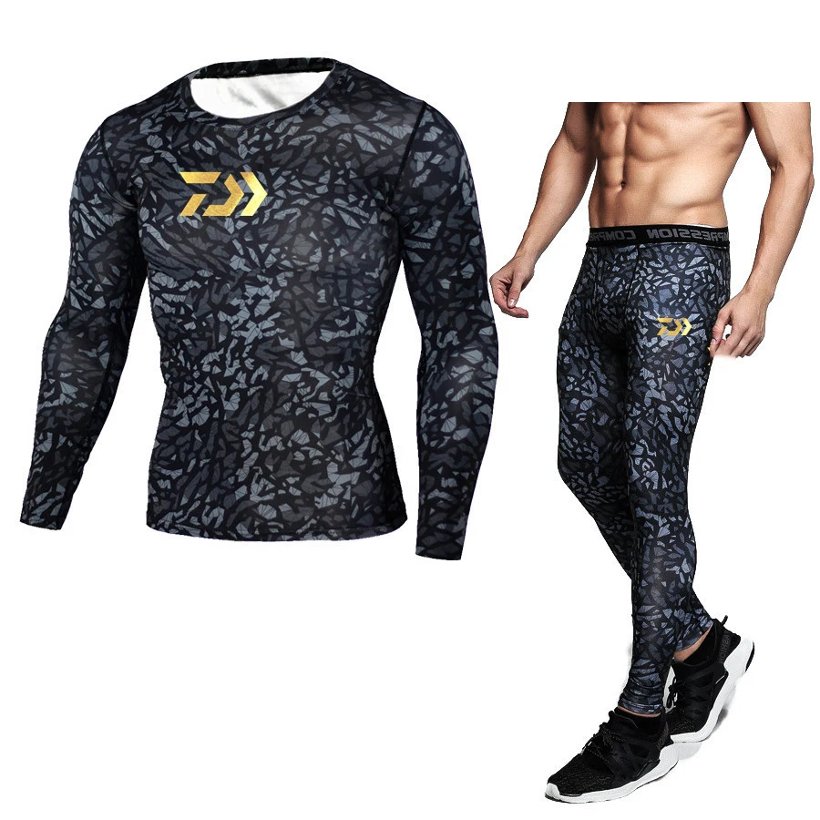 

Daiwa Men Thermal Underwear Sets Compression Sweat Quick Drying Thermo Underwear Men Clothing Long Fishing Clothes Sets