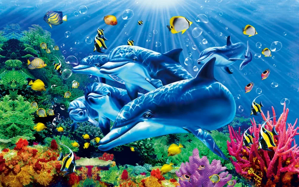 

Curtains for living room Modern Home Custom underwater world dolphin Photo Customize size