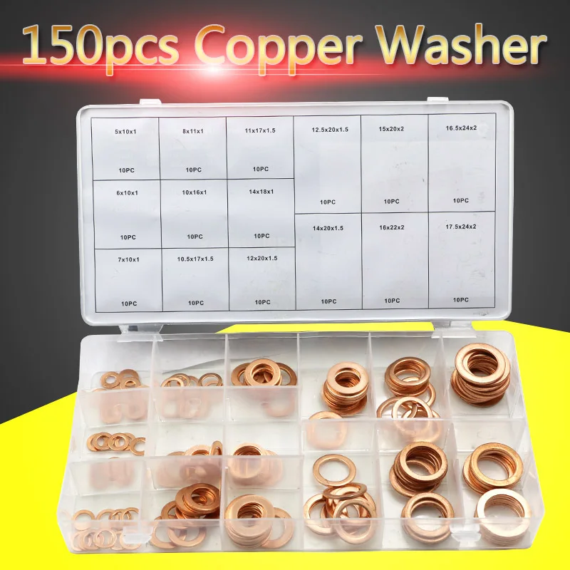 Аксессуары 150 шт Высокая твердость латунные плоские шайбы уплотнительное кольцо