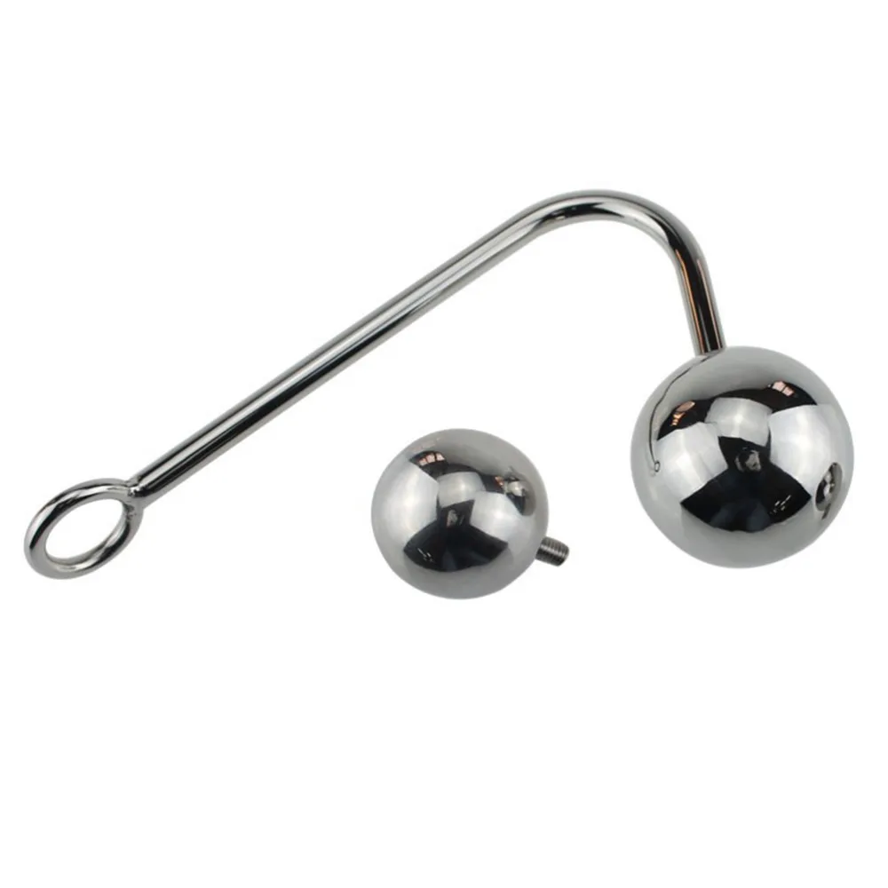 Qise Stainless Steel Anal Hook Butt Plug Cock Ring With 2 Replaceable Ball Male Masturbation Stimulator |