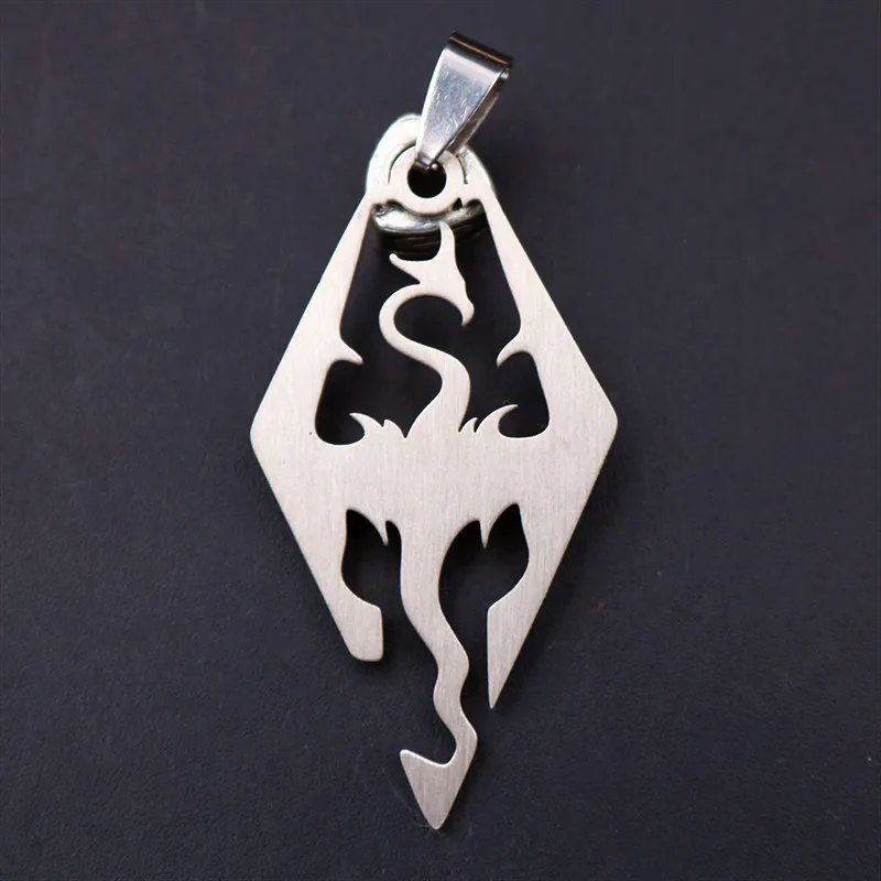 

WKOUD 2pcs Titanium Steel Prismatic Dragon Pendant DIY Necklace Key Chain Charm Handmade Stainless Steel Jewelry Accessories