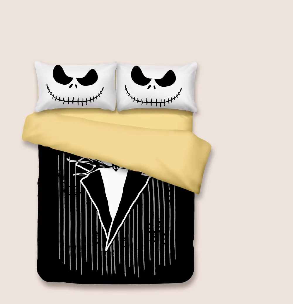 3D черный и белый комплект постельного белья Кошмар перед Рождеством печать