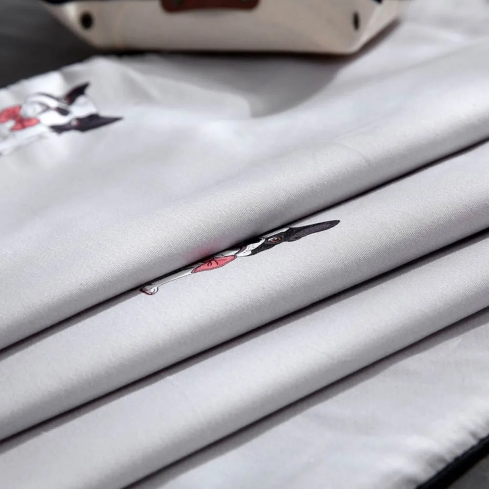 Скандинавский Бульдог-Мопс Bedlinens Твин queen King Размеры Настройка постельное белье из хлопка Набор наволочек