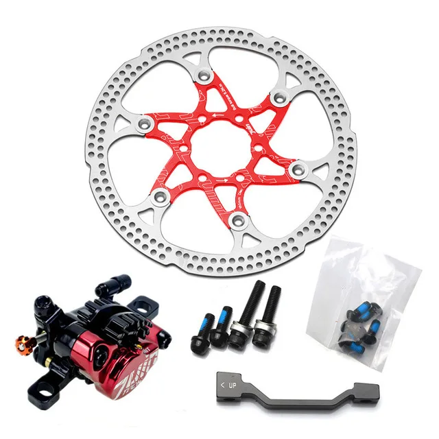 Red for 1 wheel Juin Tech X1 Гибридный Гидравлический дисковый тормоз Расширенный зажим провода с охлаждающим плавником черный/красный/оранжевый дорога | циклокросс(CX - Цвет: Red for 1 wheel