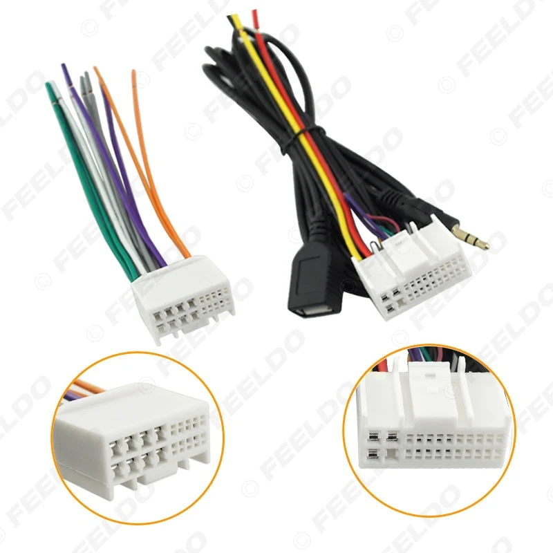 Автомобильный аудио CD стерео Проводной адаптер FEELDO 10 комплектов с USB/AUX разъемом