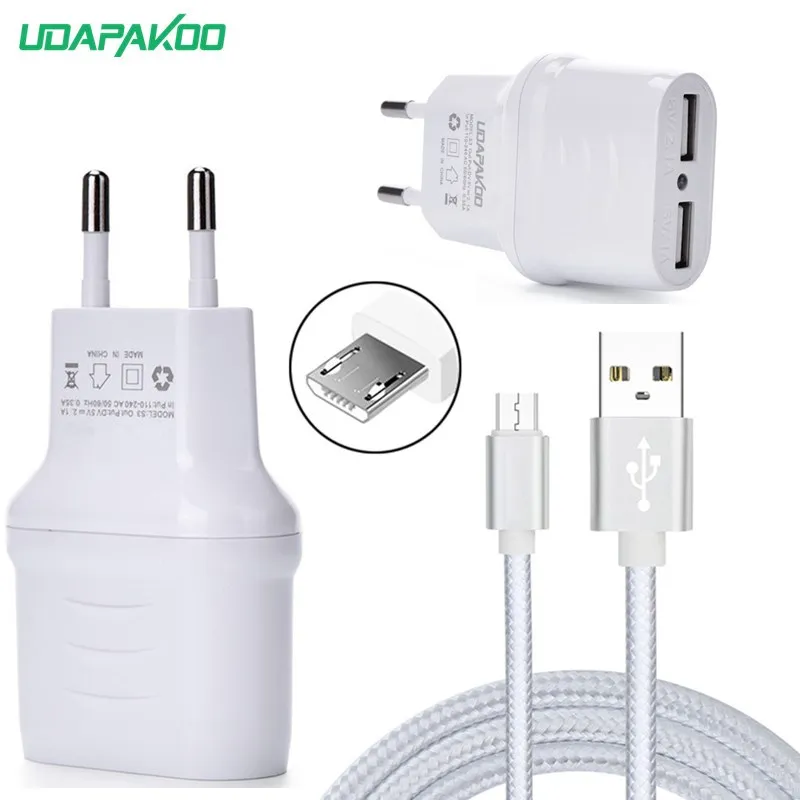 2 порта USB зарядное устройство 5В 2.1A адаптер micro для Xiaomi Redmi Note 3 4X5 pro huawei P6 P7 P8 P9 Lite