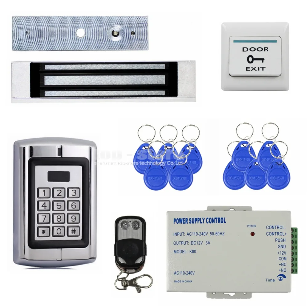 

DIYSECUR Remote Control Magnetic Lock 125KHz RFID Reader Password Metal Keypad Access Control System Security Kit BC2000