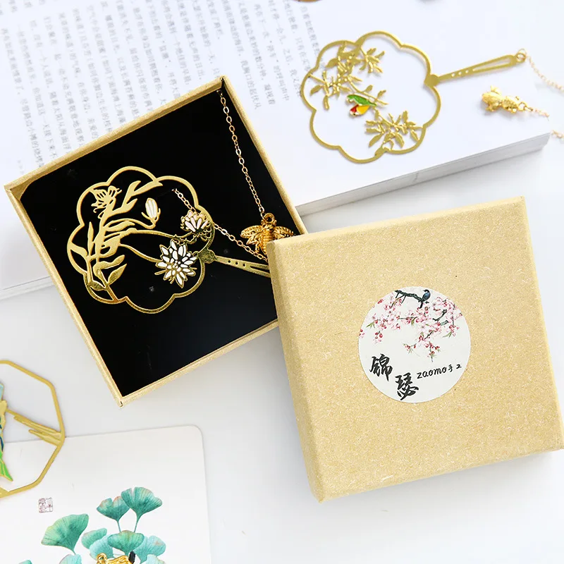

Chinese Classical Ancient Flowers Metal Bookmarks Gift Box for Girls Literary Art Exquisite Graduation Christmas Birthday Gifts