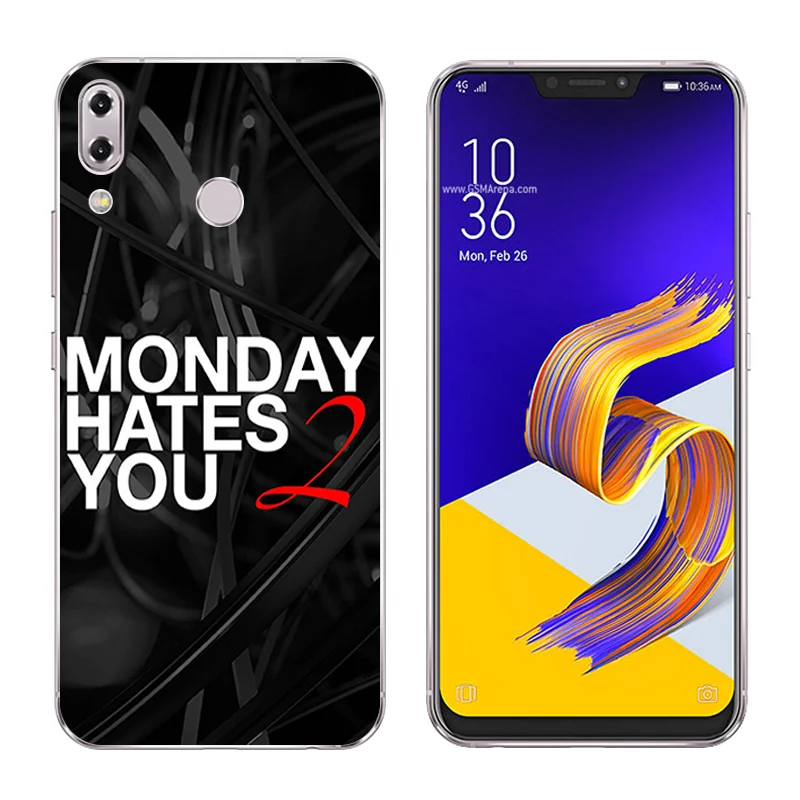 6 2 дюйма для Asus Zenfone 5z ZS620KL чехлы телефонов 5 ZE620KL черная с буквенным принтом Мягкая