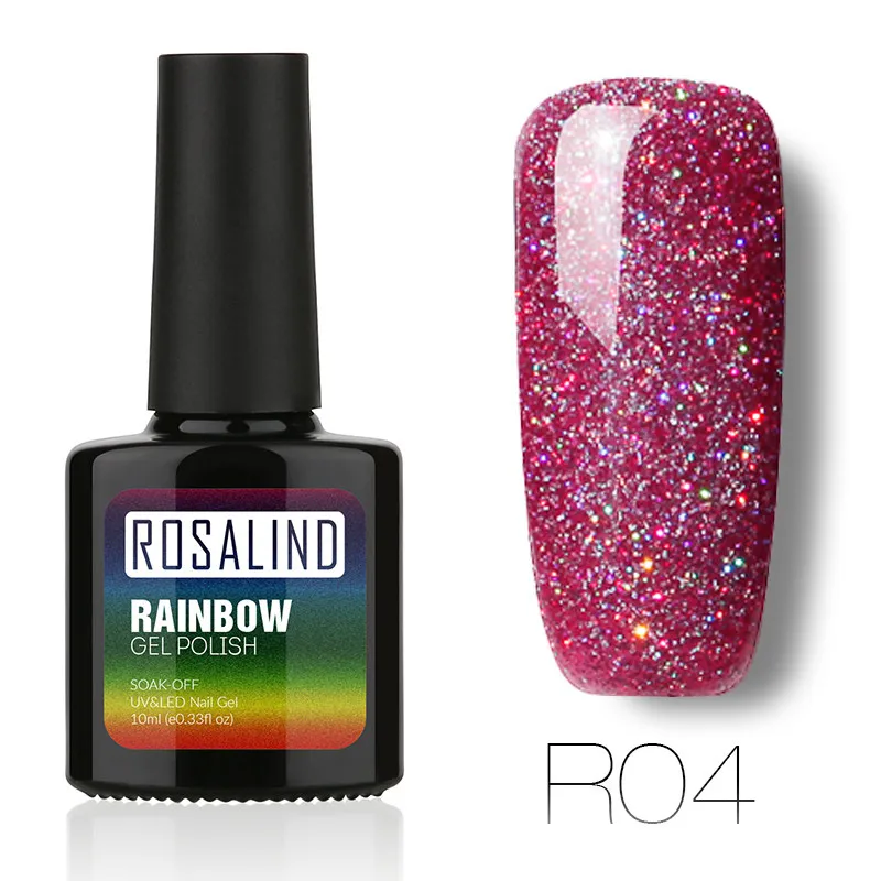R04 ROSALIND, 10 мл, Гель-лак для ногтей, Радужный мерцающий R01-29, лазер, блестящий, для дизайна ногтей, маникюра, долговечный УФ-светодиодный Гель-лак - Цвет: R04