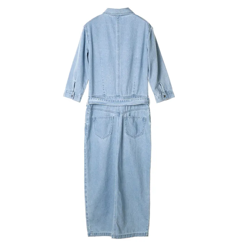 Длинное весеннее джинсовое платье для женщин мода 2019 приталенное похудения