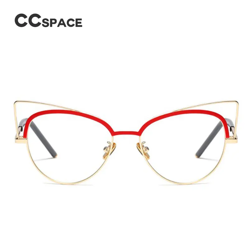 CCSPACE женские очки кошачий глаз оправа металл пилот цветное покрытие для бровей
