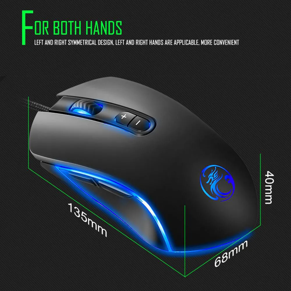 Оптическая 3200 dpi игровая мышь светодиодный 7D Проводная USB геймер для компьютерной
