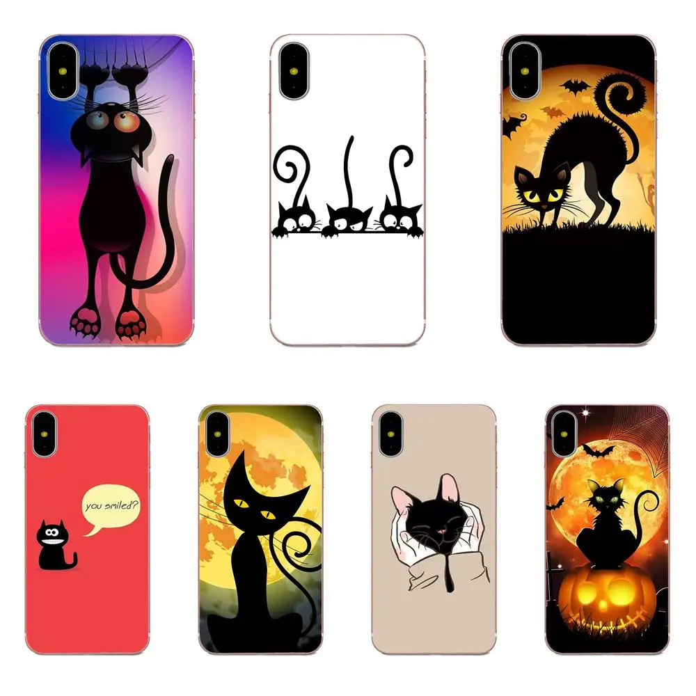 Для Apple iPhone 4 4S 5 5C 5S SE 6 6S 7 8 Plus X XS Max XR Высокое качество мягкая задняя черная кошка