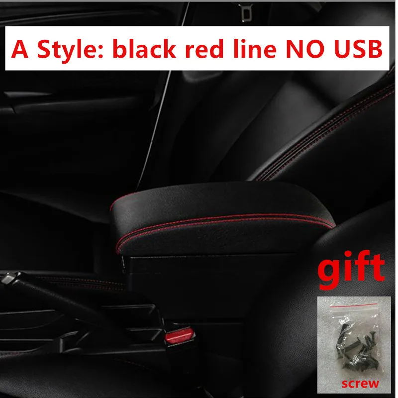 A black red line Для Volkswagen Jetta Подлокотник коробка usb зарядка интерфейс повысить центральный магазин содержание коробка аксессуары Запчасти - Название цвета: A black red line