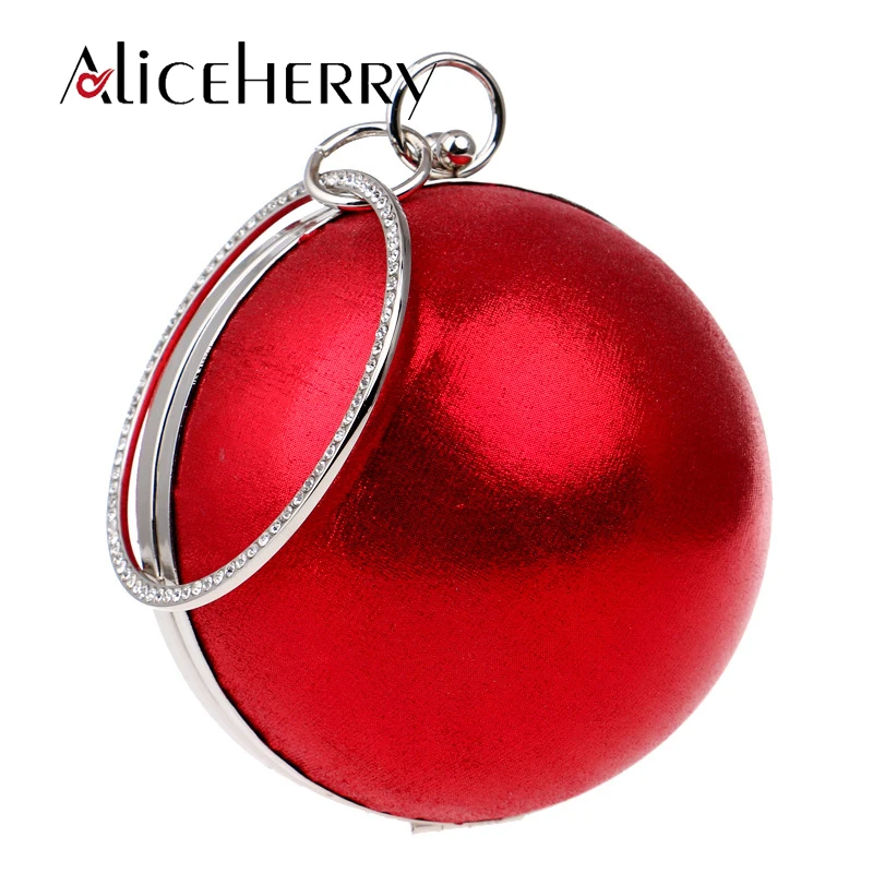 

Women Diamonds Classic Ball Evening Bags Round Shaped Clutch Purse Clutches Chain Shoulder Handbags Dress Dinner Make Up Bag