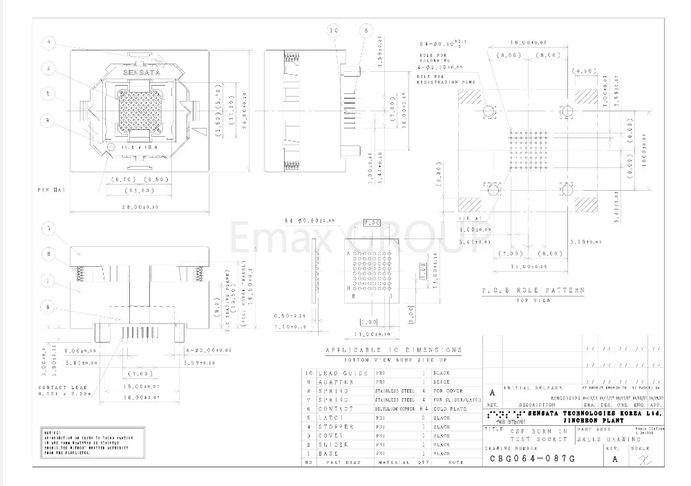 BGA64 IC испытательное сиденье/тестовое гнездо/испытательный стенд 11*13 мм 1 0 для
